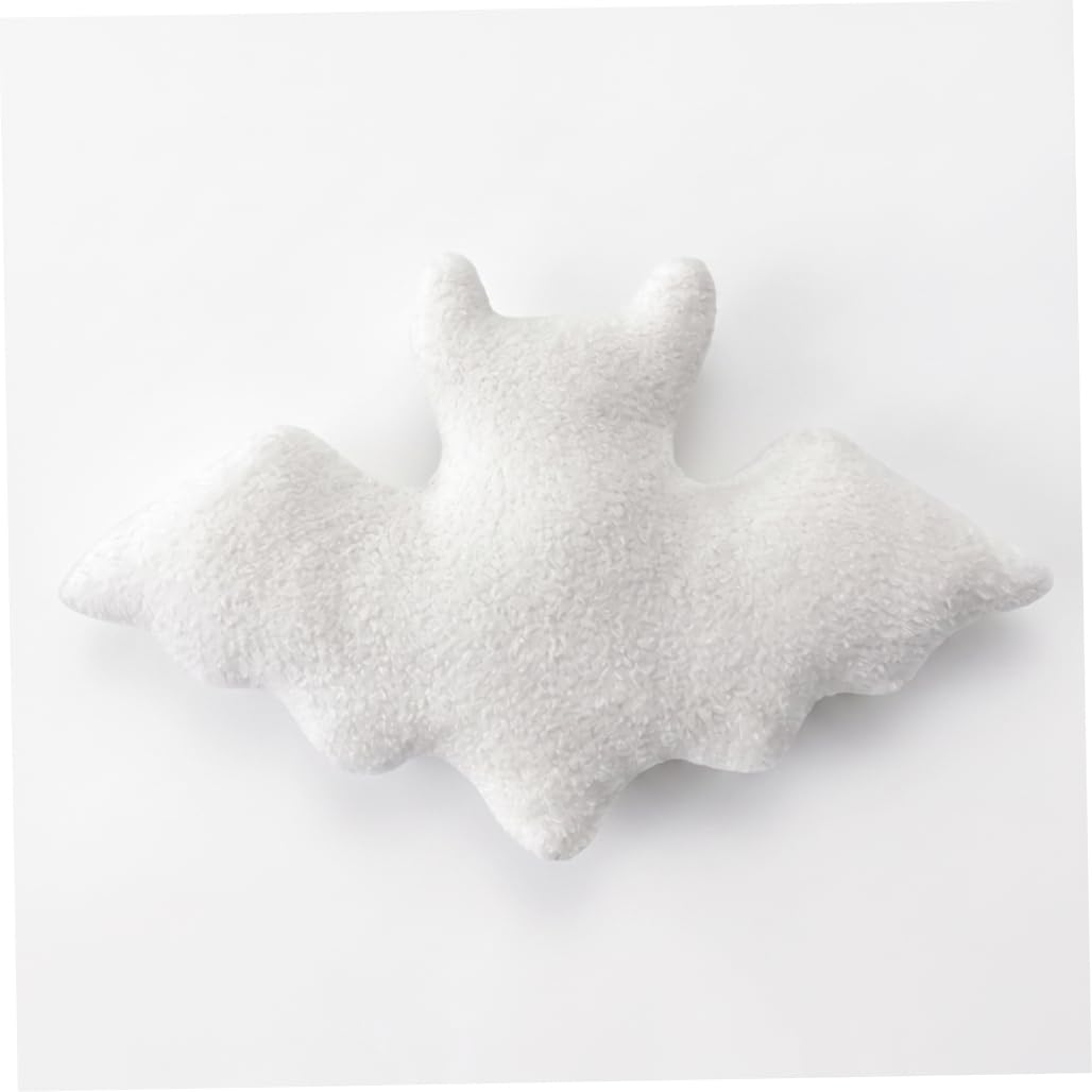 Fertnouk Bat Pillow Gothic Throw Pillows, Soft Plush Halloween Decorative Cushion, Shaped Throw Pillows, Halloween Gothic Black Bat Stuffed Pillow For Couch Sofa Bed Car, White