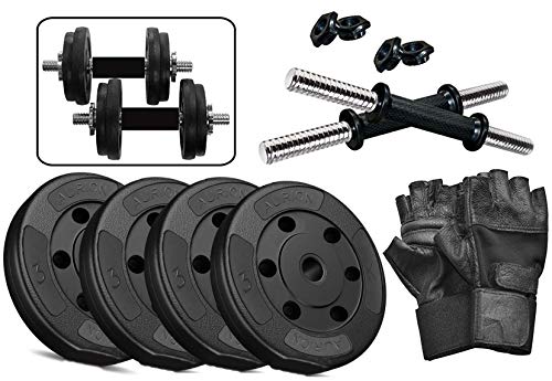 Aurion Home Gym Weight Lifting Pack 12 Kg With Genuine Leather Gym Gloves