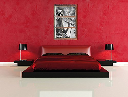 Stil.Zeit Monocrome, Schöne Frau mit Shisha im Nebel Fenster im 3D-Look, Wand- oder Türaufkleber Format: 92x62cm… – Bild 6