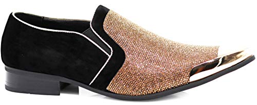 Enzo Romeo Crisiano Men Rhinestone Chrome Toe Suede Pointy Dress Loafer Slip On Shoes3