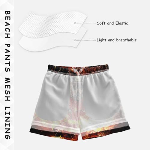 Boys Beach Board Shorts Fire Firefighters Real Swim Trunk Teen Swimwear 8-16Y Multicolor4
