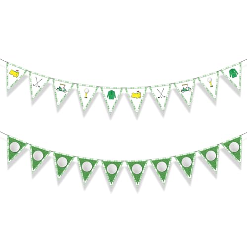 Lot de 2 bannières d'anniversaire sur le thème du golf, décorations pour une fête sur le thème du golf et du sport, décorations d'anniversaire « trou en un » à suspendre à l'intérieur