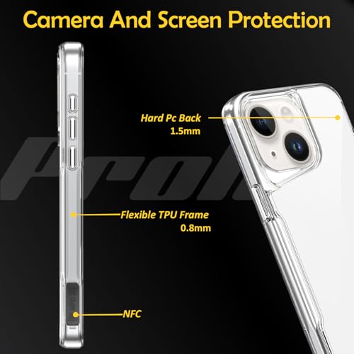 Image of Prolet HD Clear Transparent Case Compatible with iPhone 16 Pro, Durable Hard Plastic Back, Silicone Protection for Camera & Sides, Sleek & Stylish Design
