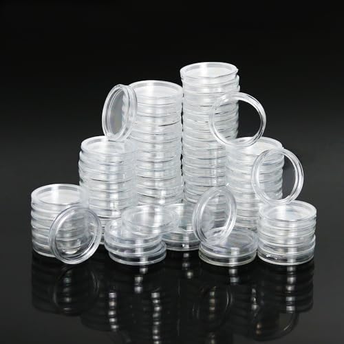 200 cápsulas protectoras redondas para monedas 21 mm plástico transparente miniatura 2