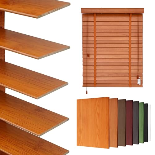 Persianas Venecianas De Madera Natural, Persianas Horizontales Lamas 50mm, Cortinas De Privacidad Protección Solar 40 50 60 80 90 120 150 160cm Estores De Parasol para Cocina/oficina/baño(Warm Brown)