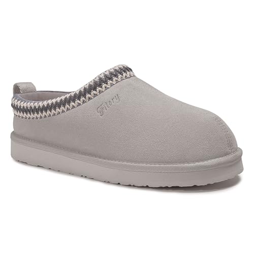 FISTORY Women's Suede Slipper with Faux Fur