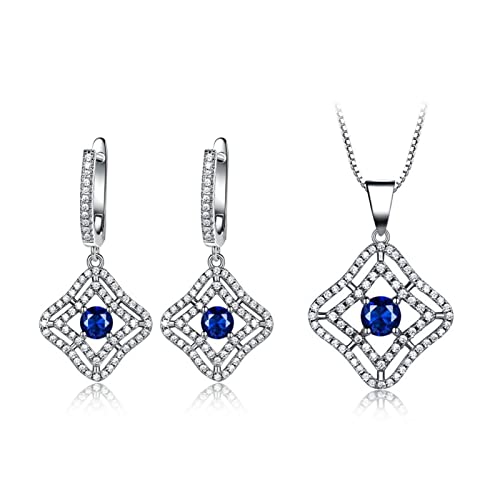 Ensemble saphir créé en argent 925, le cadeau classique pour femme