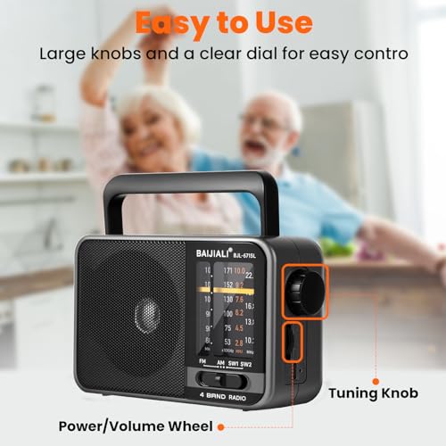 Image of Solar-Powered Portable Radio, AM /FM /SW Radio with Loud Speaker, Built-in Rechargeable Battery and USB-C - Emergency Radio for Outdoor, Camping, Travel, Storms and Power Outages (Model BJL-671-Solar)