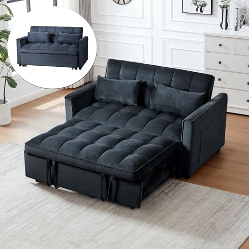 3 in 1 Convertible Sleeper Sofa Bed, Futon Couches for Living Room with Side Pocket | Adjustable...