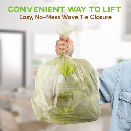 Third Rock 100% Compostable Trash Bags, 1.6 Gallon, 130 Count - 0.98 Mil Thick, Leak Proof, Easy Tie Kitchen Compost Bags Small, Biodegradable Trash Bags, Compostable Bags Astm D6400 Us Bpi Certified #TOP2