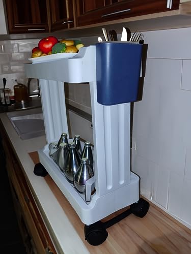 Cyrox Folding Storage Rack Multipurpose Easy to Move Slide Out Shelf Basket Rack Trolley Bathroom Kitchen Gap Storage Organizer Pantry Rack with Wheels for Narrow Spaces (2 Layer)