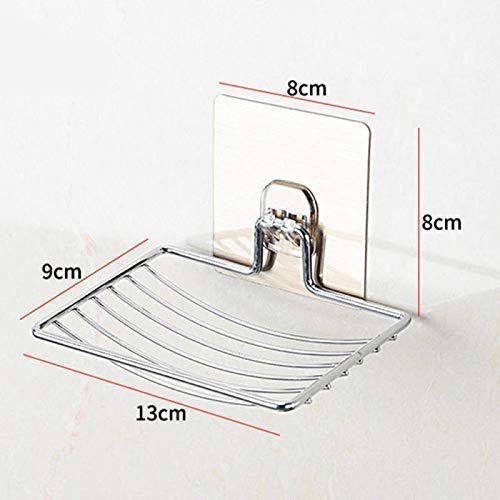 Image of 1 Layer Soap Holder Set Single Layer Stand for Bathroom Shower Wall Kitchen Sink with Self Adhesive Sticker Storage Rack Hanging Waterproof Dish Box (2, Metal Soap Dish)