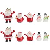 DOITOOL 10pcs Mini Santa Figurines Christmas Miniature Figurines Kits, 1.57' Tiny Santa Claus Snowman Statue Ornaments for DIY Snow Globes, Christmas Dollhouse Fairy Garden Home Table Decor