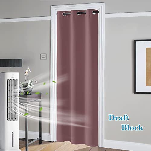Image of RYB HOME Temporary Doorway Curtains Blackout Privacy Room Divider Curtains Portable Drapes for Closet Wall Panel for Bedroom Living Room Dining Basement Window, W 60 x L 84 inches, Wild Rose