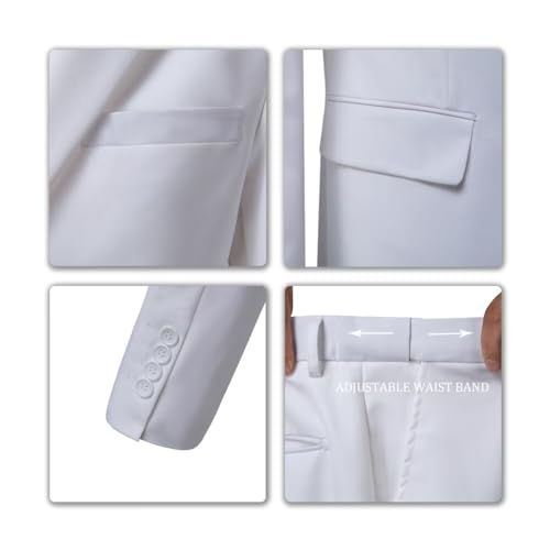 Image of Men's 3 Piece Slim Fit Suit Set, Two Button Blazer Solid Jacket Vest Pants Wedding Business Suit