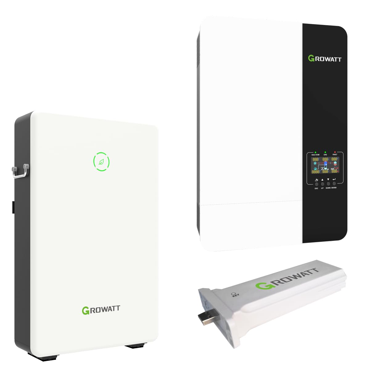 GROWATT SPF5000 0% MwSt §12 III UstG ES 5kW Off-Grid Wechselrichter mit 6,5 kWh Batteriespeicher-Set