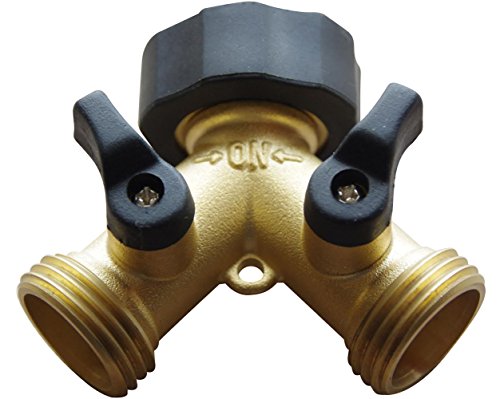 Red Earth Naturals Brass 2 Way Valve - Easy Turn Brass Hose Splitter Made from Durable Brass for Smart Homeowners - 2 Way Hose Splitter Full Flow for Dual Hose Garden
