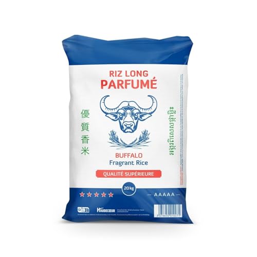 BUFFALO RIZ DU MONDE – Riz Long Parfumé Authentique, Grain Léger et Saveur Intense (Sac 20kg) - Vendu par unité