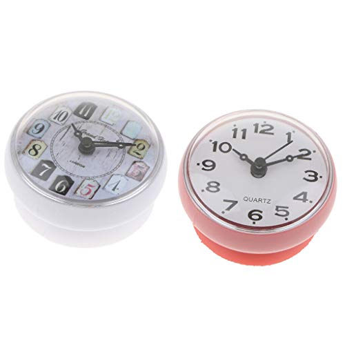 Home Decor 2pcs Waterproof Clock Sucker Shower Clock for Bathroom Kitchen Travel
