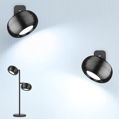 LuminexDesigns Lámpara de Mesa LED Inalámbrica Touch Regulable – Lámpara Recargable USB con Batería, Diseño Industrial Negro, Cabezas Magnéticas Giratorias para Salón, Dormitorio y Mesa de Comedor