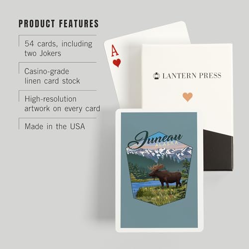 Lantern Press Naipes Poker Juneau Alaska Moose miniatura 3