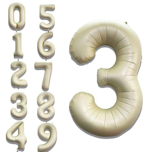 Image of Solid White 3 /Three Number Foil Balloons 32 inch Birthday Party Decoration Helium Supported