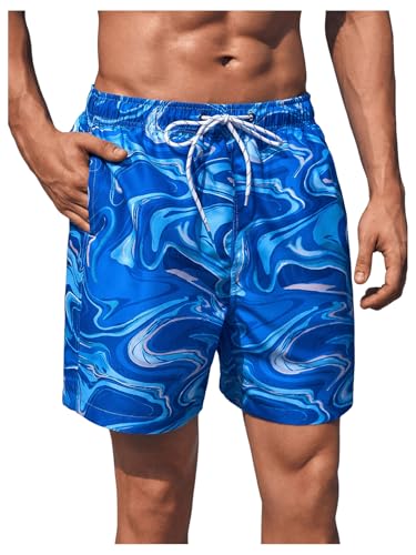 Floerns Men's Swim Trunks Floral Print Swimwear Drawstring Waist Board Shorts