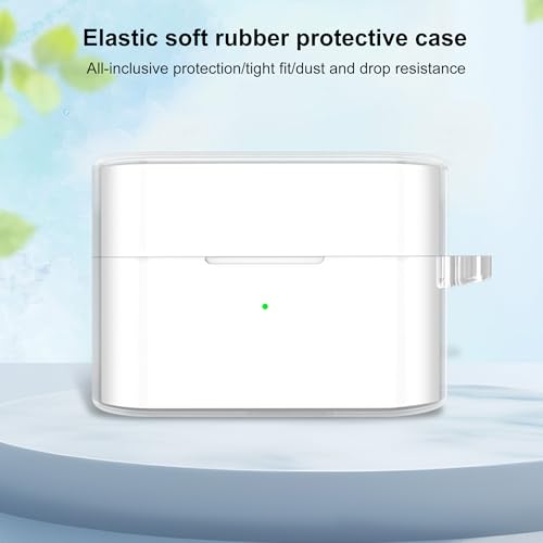 Image of Compatible with Sony WF-1000XM6 Case Cover,Shock-Proof,Premium Silicone with Silver Ring Buckle Cleaning Accessories-Clear