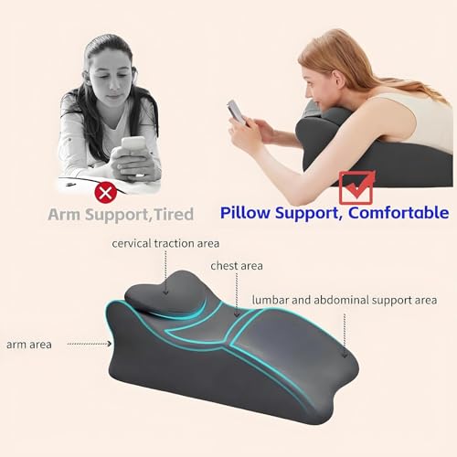 Almohada ergonómica, almohada de cuña con funda lavable, almohada de apoyo lumbar multifuncional para después de la cirugía, circulación sanguínea, hinchazón de piernas, alivio del dolor gris con