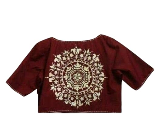 Nabamita Clothes Maroon Round Neck Embriodered Blouse| Comfortable, Breathable, Lightweight, Skin Friendly-image-34