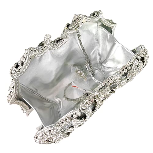 Image of Boutique De FGG Mini Flower Evening Bags For Women Formal,Party Rhinestone Clutch Purses,Wedding Floral Crystal Clutch Bag