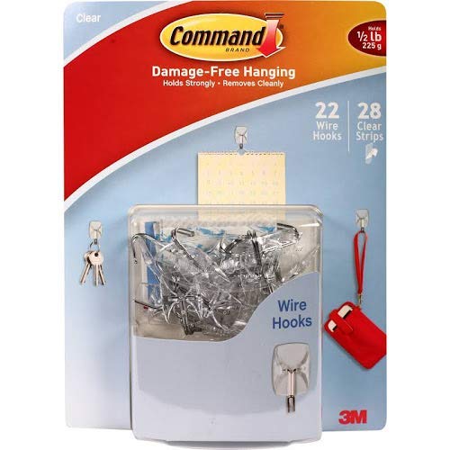 3M Command Damage-Free Hanging 22 Wire Hooks w/ 28 Clear Strips