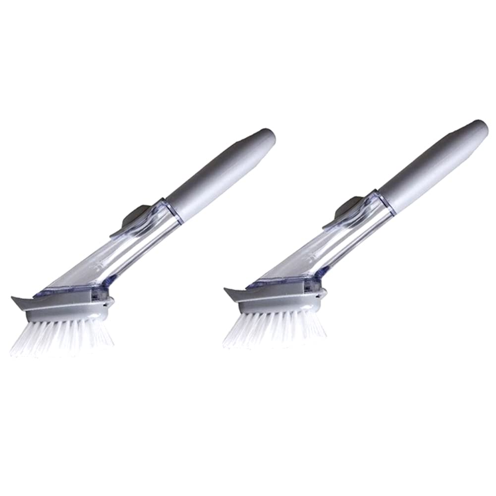 CTRLZS 2Pcs Dish Brush Dish Scrubber Kitchen Dish Scrub Brush with Handle Dish Cleaning Brush Dish Wand for Dishes/Pots - Grey