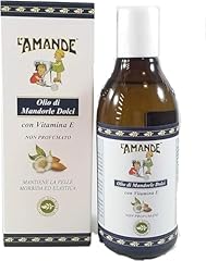 L'AMANDE - Olio di Mandorle Dolci 100% Naturale, per Corpo e Viso con Vitamina E Non Profumato, Azione Emolliente contro Inestetismi e Rossori Cute, Ideale come Olio Massaggio, 250 ml
