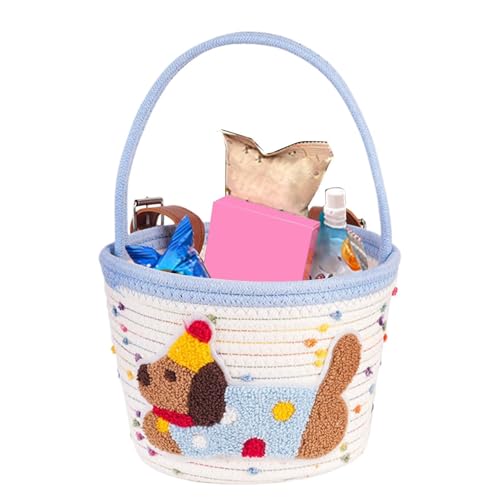 Cesta de Bicicleta para niños, portaasientos de Cuerda, Almacenamiento de Manillar para Ciclismo de montaña, Bonito patrón de Perro, Soporte para comestibles en la Playa, Accesorios Familiar