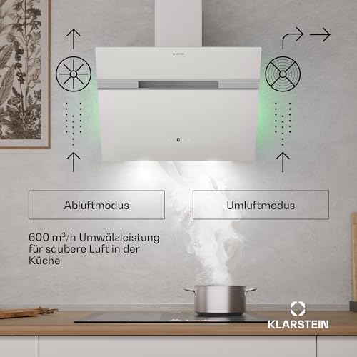 Dunstabzugshaube Klarstein Alina 60 cm in Weiß mit LED-Beleuchtung