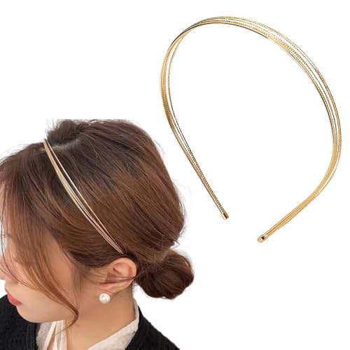 Tiaras douradas para cabelo de metal para mulheres, acessórios de cabelo femininos, faixa de cabelo de casamento para noiva, faixa de cabelo dourada para mulheres, faixa de cabelo antiderrapante para