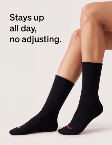 Image of HUE Women's Jeans Roll Cuff Crew Sock, Crew Socks for Women