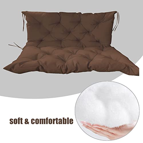 Bifqioy Porch Swing Cushion With Backrest And Ties 4'' Thicken Waterproof Swing Chair Seat Pad 2-3 Seater Patio Bench Replacement Cushion For Outdoor Garden Furniture (Brown,60 * 40In) #TOP1