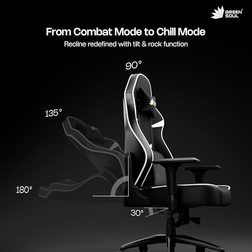 Image of Green Soul Monster Ultimate Series S| Multi-Functional Ergonomic Gaming & Office Chair|Premium Spandex & PU Leather Fabric | Adjustable Neck, Lumbar Pillow | 4D Adjustable Armrests (Black White)
