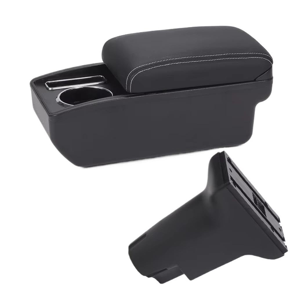 FSOZDBBPL For Fiat 500 2012-2025 Car Armrest Box Auto Storage Box Retrofit Parts Interior Parts(C3 Black white NO USB)