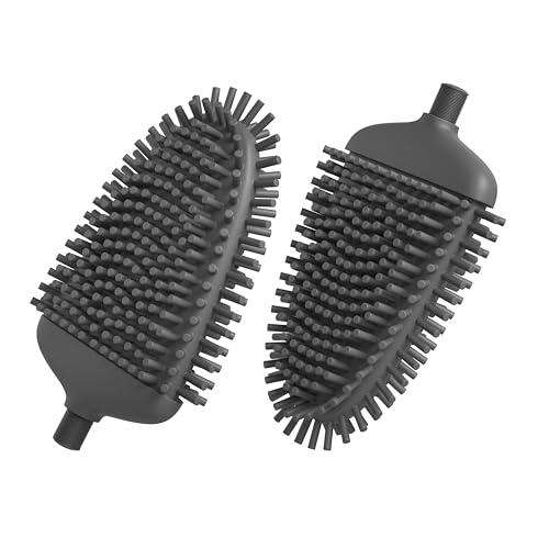 SAVEGA - Silikon Klobürste mit flachem und biegsamem Kopf - Toilettenbürste aus Silikon mit schnell trocknendem Halter - Moderne WC Bürste für die Wandmontage ohne Bohren (Ersatz Grau)