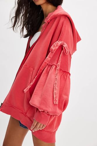 Womens Open Front Oversized Sweatshirt Loose Fit Teen Girls Preppy Long Sleeve Y2k Going Out Coat With Pockets2