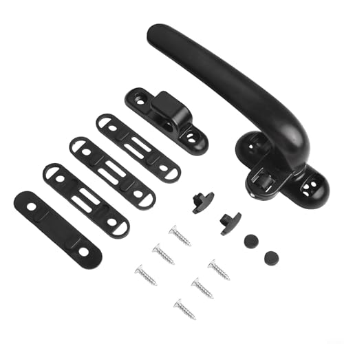 Manija de aleación de aluminio, tirador de puerta antirrobo con diseño plano, cerradura de persiana para cajón de cocina, baño, puerta de dormitorio, oficina, agarre de gabinete negro y blanco (negro