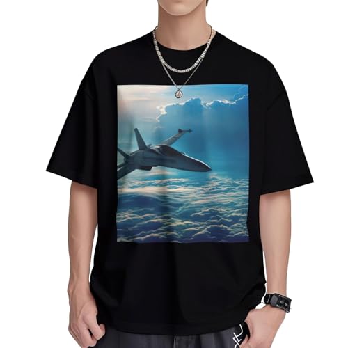 T-shirt en coton imprimé avions de chasse pour femme avec coupe fluide ultra confortable