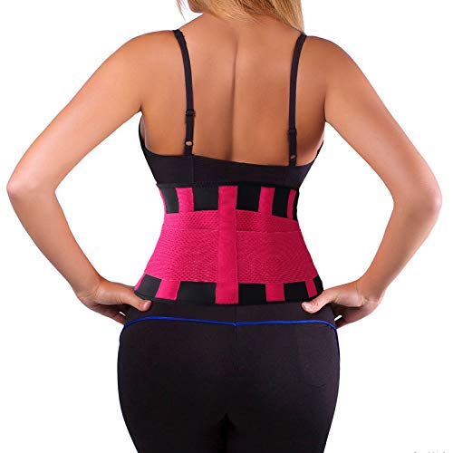 Elebae Unisex - Neoprene Lumbar Support Belt Work Lumbar Belts Back Brace Back Pain Support Belt for Injury Pain & Fitness Body Shaper and Workout Slimming Belt (PINK, SMALL)