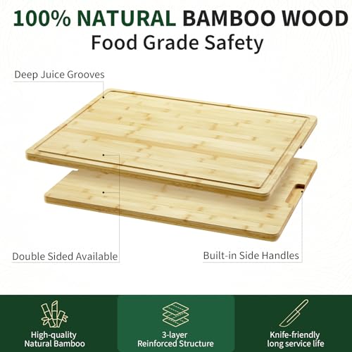 Tabla de Cortar Grande de Bambú 24x18 pulgadas con Asa y Ranura miniatura 5