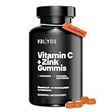 VALYOU Vitamin C + Zink Gummis ◉ Zuckerfrei ◉ Orangengeschmack ◉ 60 Gummis für 2 Monate Vorrat ◉ Für Immunsystem & Zellschutz ◉ Made in Germany ◉ Laborgeprüft ◉ Allergenfrei