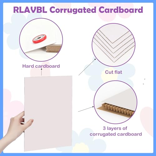 Image of RLAVBL 50 Pack 8.5x11 Corrugated Cardboard Sheets, White Flat Cardboard Inserts for Shipping, Mailing, Packing, DIY Crafts
