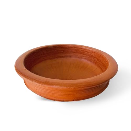 Image of Kichera Deep Burned Clay Pots for Cooking and Serving - Mud Pot Handcrafted Black Pottery Handi /Kadai Combo 1L, 2L & 3L | Pre-Seasoned Unglazed | Mitti Bartan for Rice, Biryani, Curry (RED, 6L)